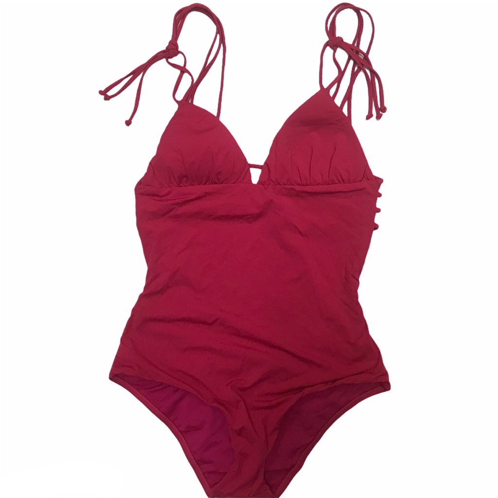 Saha Canasta Strappy Back One-Piece Swimsuit Dark Pink Size 6